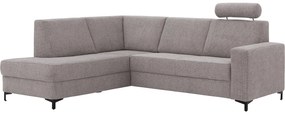 Goossens Basic Hoekbank Helsinki Incl. Hoofdsteun bruin, stof, 2-zits, modern design met ligelement links