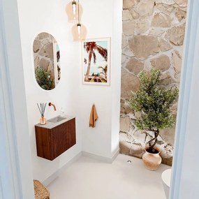 Mondiaz Joya DLux 50cm toiletmeubel ruby met wastafel faye rechts zonder kraangat glace