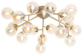 QAZQA Moderne plafondlamp brons met amber glas 20-lichts - Bianca Art Deco G9 rond Binnenverlichting Lamp