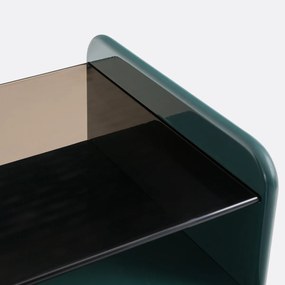 Gelakt dressoir met blad van gerookt gehard glas, 1 deur en 3 lades, ERICSON