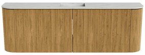 Mondiaz Joya DLux 125cm toiletmeubel ronding links/rechts oak met wastafel faye midden 1 kraangat opalo