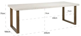 Richmond Interiors Whitebone Witte Visgraat Eettafel Met Messing - 235 X 100cm.