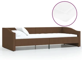 vidaXL Slaapbank met matras en USB stof donkerbruin 90x200 cm