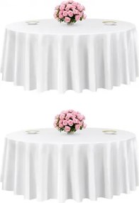 VEVOR 2 stuks ronde tafelkleden, 3048 mm, kreukvrij tafelkleedbeschermer, machinewasbaar polyester tafelkleed voor feesten, bruiloften, banketten, formele evenementen, wit