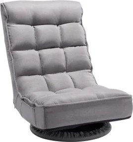 VEVOR Gaming Vloerstoel, 360° Draaibare Vloerstoel met 4 Verstelbare Posities, Opvouwbare Rugleuning en Lendensteun, Opvouwbare Video Relaxbank voor Tv Kijken, Lezen, Gamen, Grijs