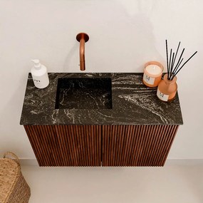 Mondiaz Joya DLux 60cm toiletmeubel ruby met wastafel faye links zonder kraangat lava