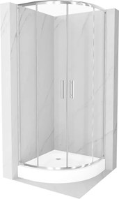 Mexen Rio ronde douchecabine 70 x 70 cm, transparant, chroom + douchebak, wit - 863-070-070-01-00-4710