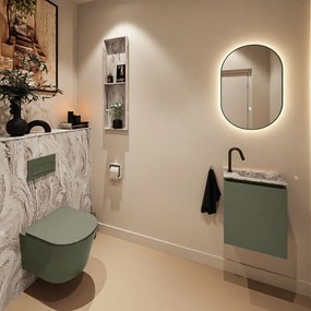 Mondiaz Ture DLux toiletmeubel 40cm army met wastafel glace rechts met kraangat