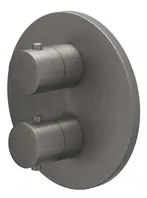 IVY Bond Afbouwdeel - voor Inbouwthermostaat - 1 losse stopkraan - rond rozet - Geborsteld metal black PVD 6201256