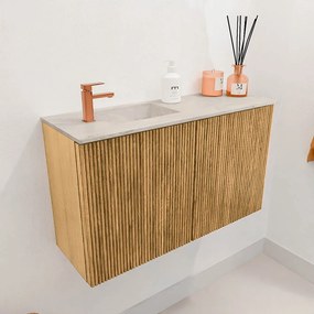 Mondiaz Joya DLux 70cm toiletmeubel oak met wastafel faye links 1 kraangat ostra