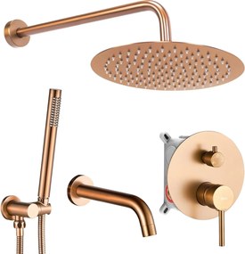 Inbouw regendoucheset Rea Lungo Copper Brush met uitloop + BOX