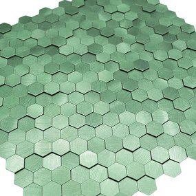 Zelfklevende Mozaïektegels Metaal | Mini Hexagon 3D Pastelgroen | 29,8×30,7 cm | Keuken, Bad &amp; WC