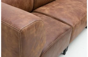 Goossens Excellent Hoekbank Marshall Met Hocker bruin, leer, 1,5-zits, urban industrieel