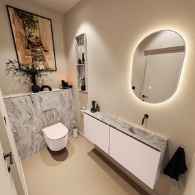 Mondiaz Ture DLux toiletmeubel 120cm rosee met wastafel glace rechts zonder kraangat