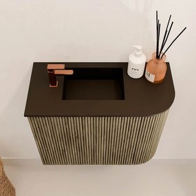 Mondiaz Joya 50cm toiletmeubel ronding rechts dusk met wastafel faye links 1 kraangat urban