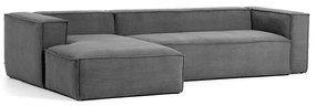 Kave Home Blok Moderne Hoekbank 330 Cm - Hoek Links - Ribstof Grijs