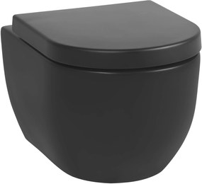 Saqu Home complete toiletset met randloos toilet incl. softclose toiletbril met quickrelease mat zwart
