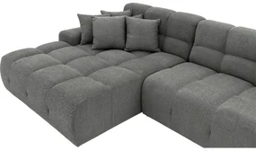 Goossens Excellent Bank Kubus - 30 X 30 Cm Stiksel grijs, stof, 1,5-zits, modern design met chaise longue links