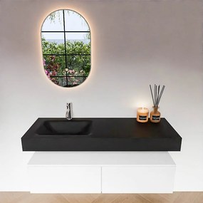 Zaro Alan badmeubel 130cm talc 2 lades met vrijhangende wastafel cloud links 1 kraangat urban
