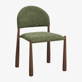 Set Van 2 Gestoffeerde Eetkamerstoelen Met Ijzeren Frame Nagore Chenille Saliegroen - Sklum
