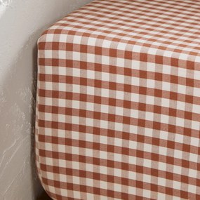 Hoeslaken katoen seersucker 30 cm Cottage caramel