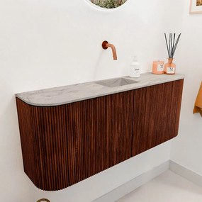 Mondiaz Joya DLux 105cm toiletmeubel ronding links/rechts ruby met wastafel faye midden zonder kraangat glace