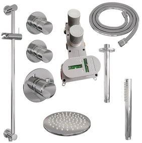 Brauer Chrome Edition complete inbouw regendouche met staafhanddouche, plafondarm, glijstang en hoofddouche 20cm set 17 chroom