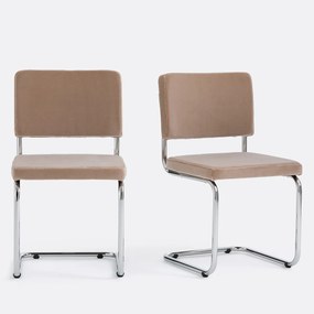 Set van 2 cantilever stoelen in fluweel, Sarva