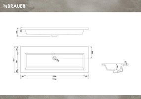 Brauer Solar Slim wastafel mineraalmarmer 120cm zonder kraangat wit glans