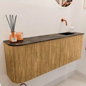 Mondiaz Joya DLux 110cm toiletmeubel ronding links oak met wastafel faye rechts zonder kraangat lava