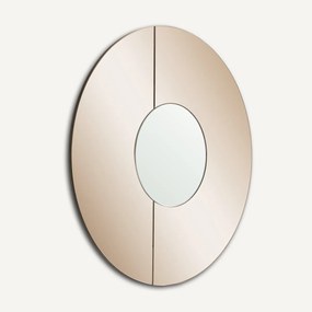 Ronde amberkleurige spiegel, diameter 90 cm, TINTO