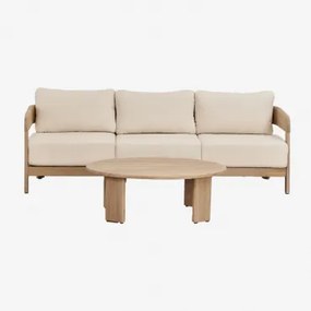 Uleno Tuinset Met 3-zitsbank En Salontafel Van Acaciahout Lichte Acaciekleur - Sklum