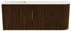Mondiaz Joya DLux 100cm toiletmeubel ronding rechts walnut met wastafel faye links zonder kraangat meli