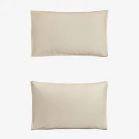 Set Van 2 Kussenslopen Van Sorana-linnen Van 160 G/m² Beige - Semoline & 50 X 75 Cm - Sklum