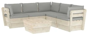 vidaXL 6-delige Loungeset met kussens pallet vurenhout
