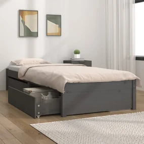 vidaXL Bedframe met lades grijs 90x200 cm