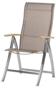 4 Seasons Outdoor | Slimm adjustable chair, ash grey/ teak arm  Tuinstoel    antraciet weerbestendig