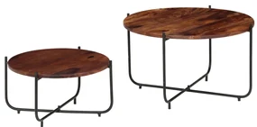 vidaXL 2-delige Salontafelset 60x35 cm massief sheeshamhout