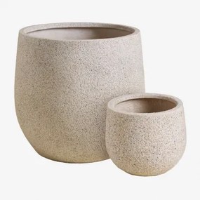 Set Van 2 Buitenpotten Ø20 Cm / Ø50 Cm In Polyresin Ugor Licht Zandbruin - Sklum