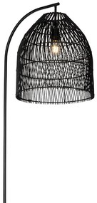 Landelijke vloerlamp zwart met rotan - Sam Landelijk E27 Binnenverlichting Lamp
