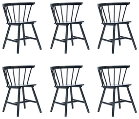 vidaXL Eetkamerstoelen 6 st massief rubberwood zwart