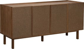 Walnoot Dressoir Met Stoffen Deuren 180 Cm - 180x40x60cm.