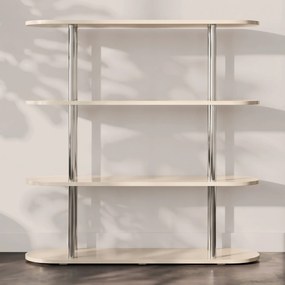 Retrokast Met Ronde En Zilvere Accenten - 120x30x116cm.