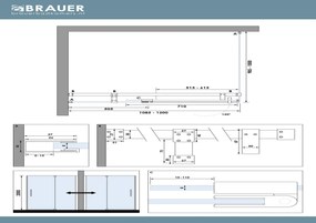 Brauer Stellar douchecabine met draaideur 120x100cm RVS geborsteld PVD