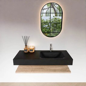 Zaro Alan badmeubel 110cm met planchet washed oak en vrijhangende wastafel cloud rechts 1 kraangat urban