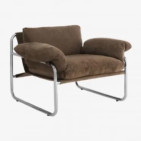 Set Van 2 Fauteuils Van Chenille En Ijzer Evani Chenille Koffiebruin - Sklum