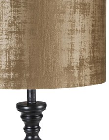 Stoffen Klassieke vloerlamp zwart met kap bruin 40 cm - Classico Klassiek / Antiek E27 Binnenverlichting Lamp