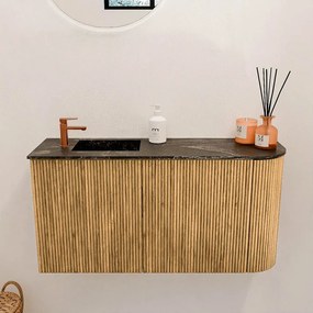 Mondiaz Joya DLux 80cm toiletmeubel ronding rechts oak met wastafel faye links 1 kraangat lava