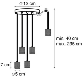 Design hanglamp zwart 5-lichts - Cavalux Modern Minimalistisch Binnenverlichting Lamp