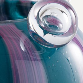 Vaas in handgeblazen glas met 3 bellen, H18 cm, Celis